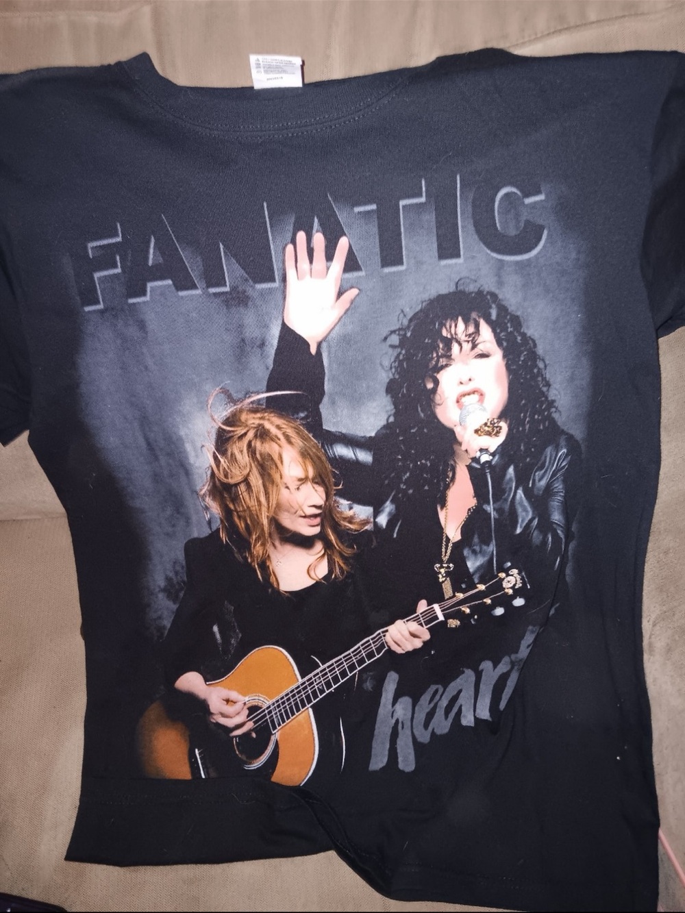 Gildan Black Fanatic Heart Graphic Band Tee